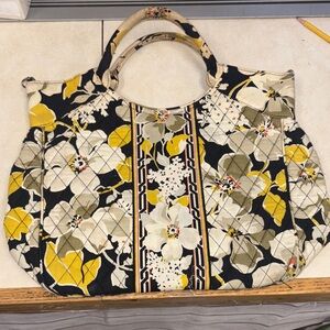 Vera Bradley Black and Yellow Floral Tote